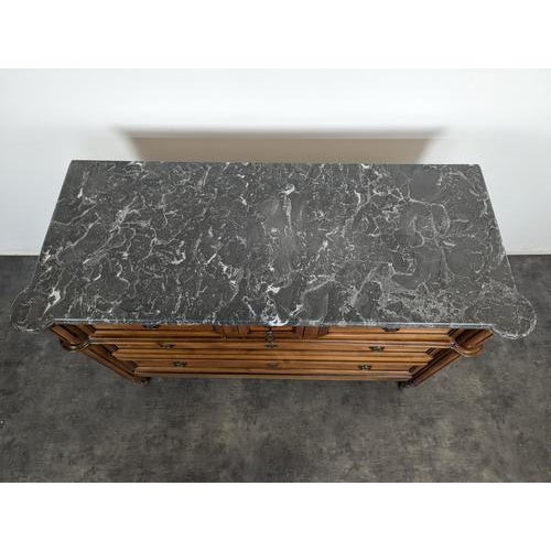 Louis XVI Style Cherrywood Chest of Drawers with Marble Top For Sale - Image 3 of 10