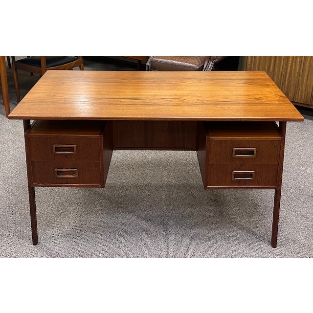 Mid Century Modern Scandinavian Teak Desk C. 1960's For Sale - Image 4 of 11