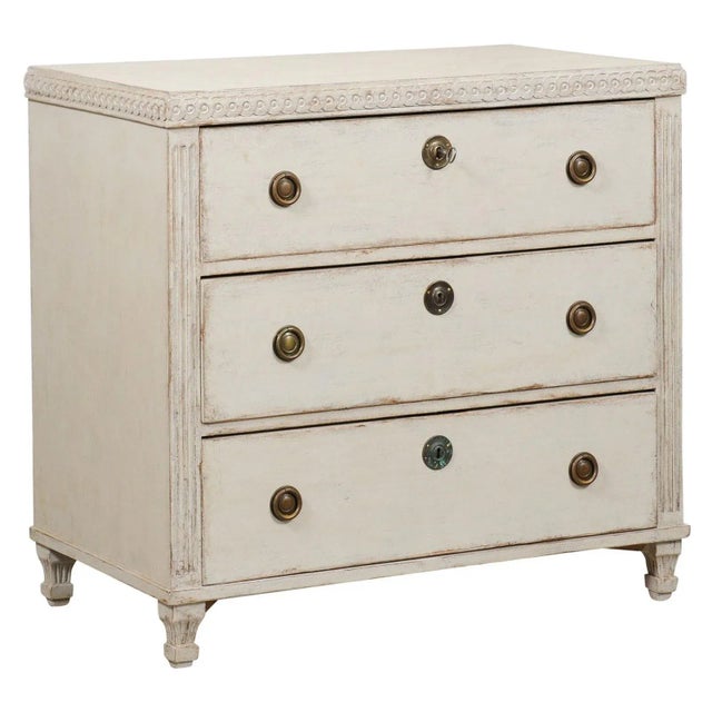 1865 Swedish Neoclassical Style Painted 3-Drawer Chest For Sale - Image 13 of 13