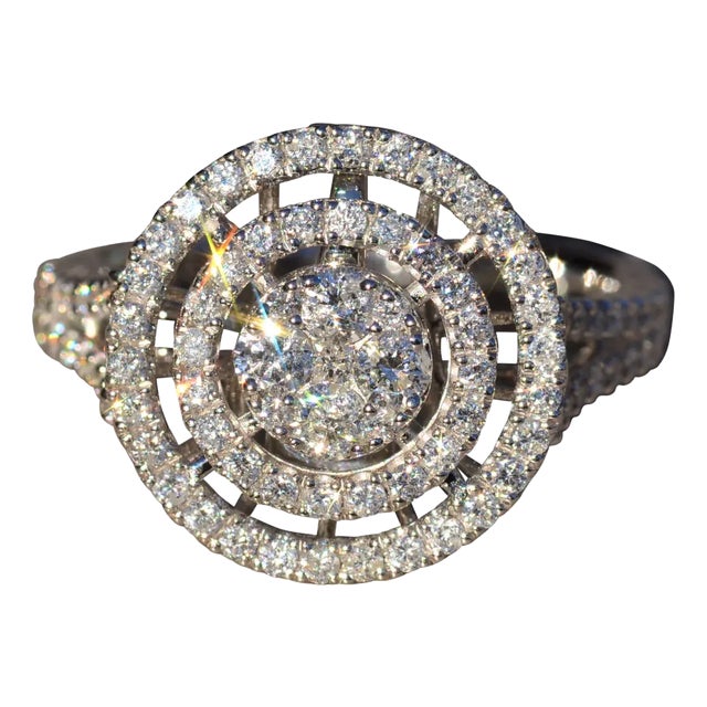 The Bellatrix: Contemporary Double Halo Diamond Ring and Pendant Conversion Piece For Sale