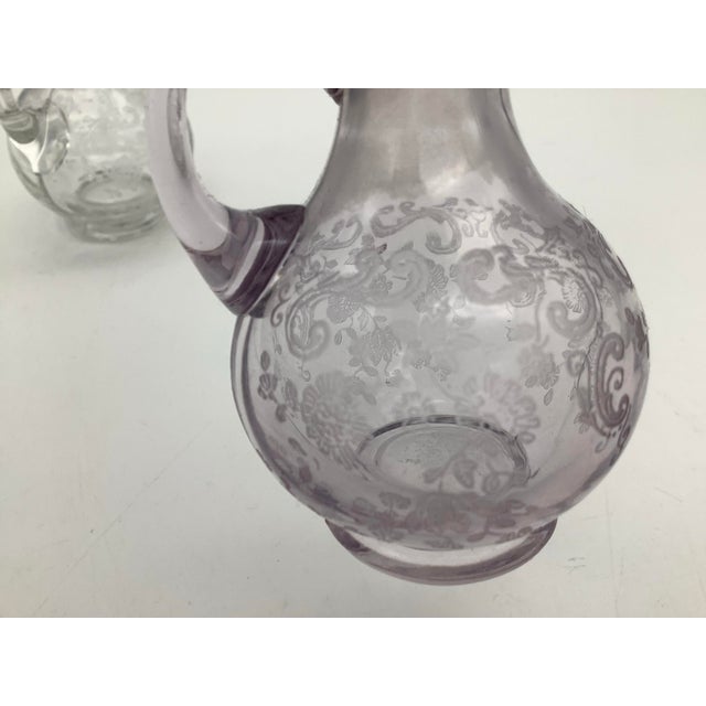 Art Deco Antique Sterling Silver With Light Purple and Clear Salt and Pepper Shakers Set of 2. For Sale - Image 3 of 11