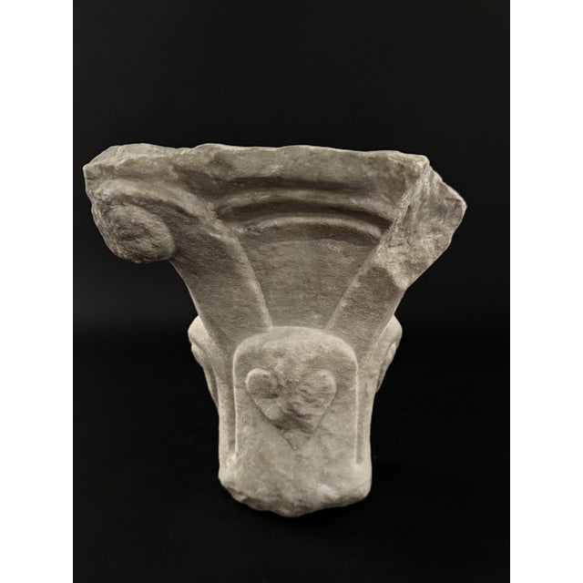 Fragment of a 12th-century Romanesque marble capital. Italy. This capital features stylized plant motifs, characterized by...