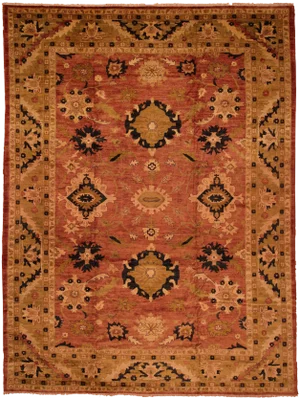 1980s Rustic Southwestern Kafkaz Peshawar Rebbecca Rose/Tan Wool Rug - 12'2 X 16'3