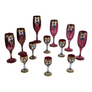 Mid 20th Century Persian Champagne and Cordial - Set of 12 For Sale