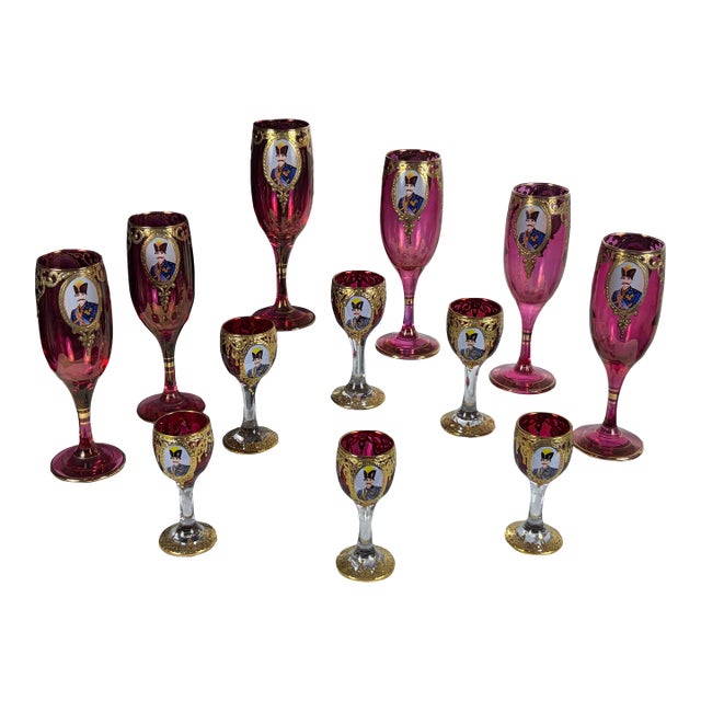 Mid 20th Century Persian Champagne and Cordial - Set of 12 For Sale