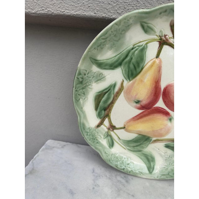19th Century Majolica Pear Plate Choisy Le Roi For Sale - Image 4 of 6