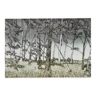 Late 20th Century Ruth Leaf "Ballet for 26 Trees" Large Etching 29x22 Original Studio Print Rives For Sale