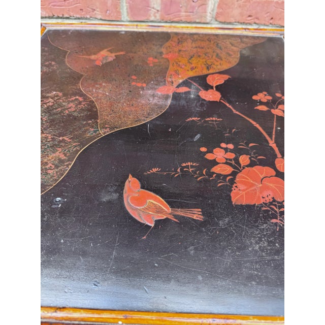 19th Century English Bamboo Side Table With Chinoiserie Design For Sale - Image 4 of 8