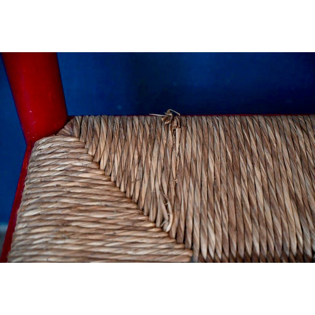 Red Italian Chairs in Wood and Straw, 1970s, Set of 2 For Sale - Image 8 of 14
