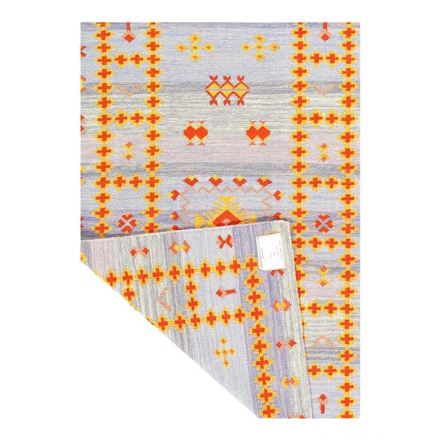 Traditional Fine Hand Knotted Flat Weave Moroccan Rug For Sale - Image 3 of 4