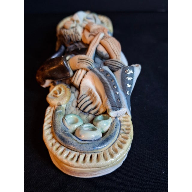 Vintage Israel Lombrozo Studio Ceramic Mezuzah Case Fiddler on Roof Clay Judaica For Sale In Boston - Image 6 of 12
