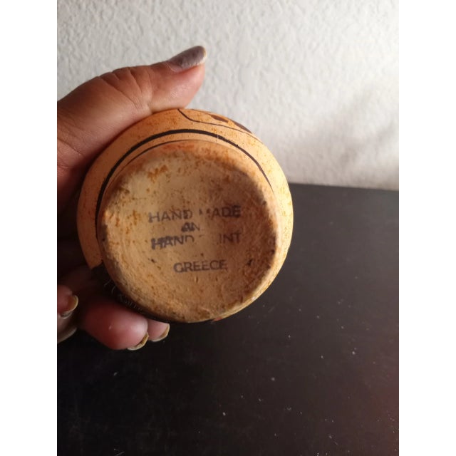 This is a STUNNING Antique Hand Painted Amphora Poseidon 5" Dual Handle Vase Made in Greece. Procured at auction