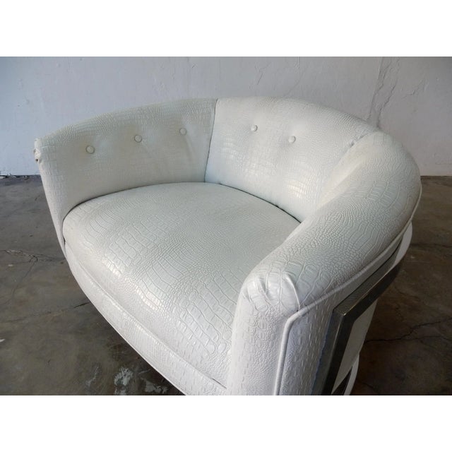 1970s Mid Century Modern Chrome Club Chair in Faux Albino Alligator Hide For Sale - Image 5 of 10