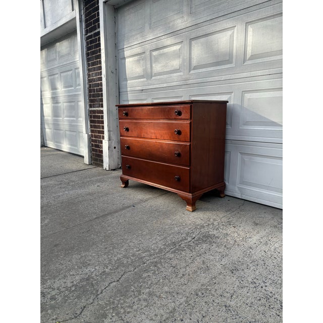 Solid Wood Early American Dresser, Vintage 4 Drawer Chest, Maple Wood Bedroom Storage For Sale - Image 4 of 12
