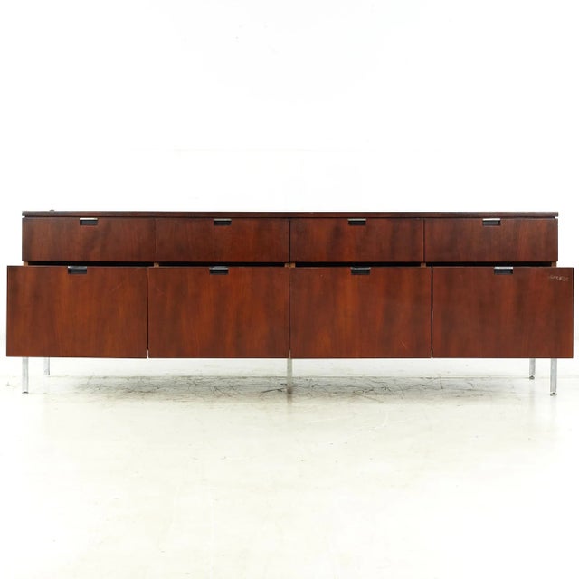 Wood Florence Knoll Mid Century Walnut and Chrome Credenza For Sale - Image 7 of 12