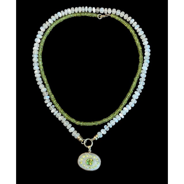 Moonstone Necklace With 14k Gold Charm Enhancer For Sale - Image 9 of 9