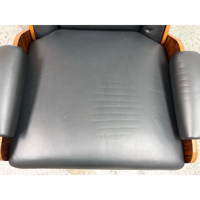 Black West Elm Paulo Bent Ply Leather Chair For Sale - Image 8 of 12