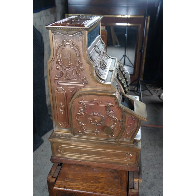 Metal Antique 1919 Model 1059-G Brass NCR National Cash Register 23" For Sale - Image 7 of 13