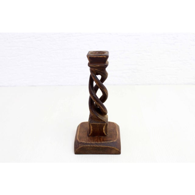 French Carved Wood Candleholder, 1950 For Sale - Image 9 of 11