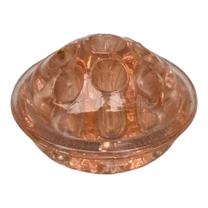Early 20th Century Pink Footed Depression Glass Flower Pin Frog