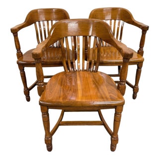 Vintage Colonial Revival Library Lawyer Banker Jury Chairs - Set of 3 For Sale