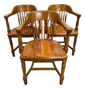 Vintage Colonial Revival Library Lawyer Banker Jury Chairs - Set of 3