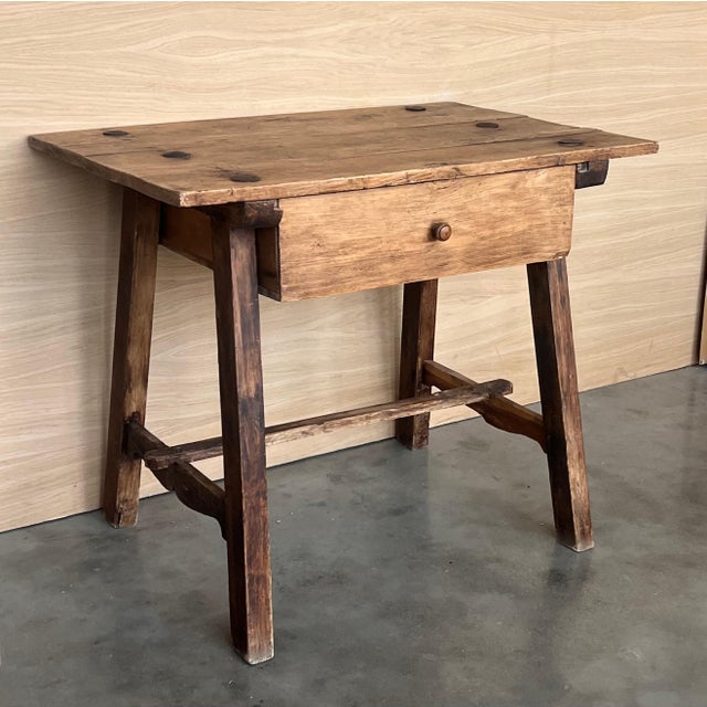 Early 20th Century French Oak Worktable Table with One Drawer, 1920s For Sale - Image 18 of 18