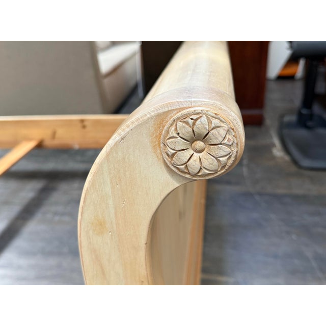 Queen Size Macys Pine Wood Sleigh Bed For Sale - Image 9 of 12