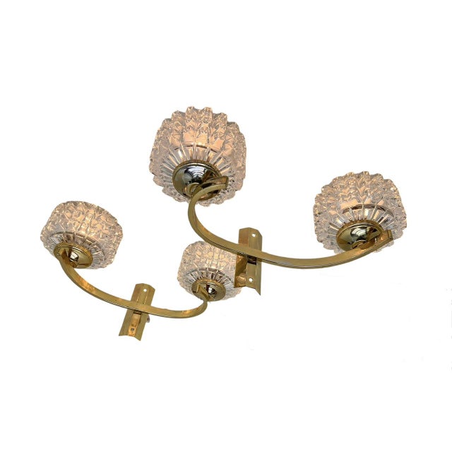 French Brass and Glass Double Wall Lamps in the style of Lidokov, 1960s, Set of 2 For Sale - Image 14 of 15