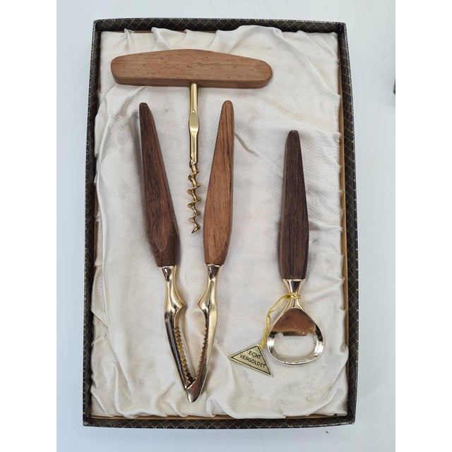 Bar Set with Wooden Handles by Echt Vergoldet, West Germany, 1960s. For Sale - Image 9 of 9