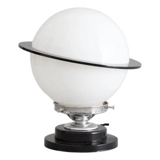 Art Deco Saturn Table Lamp with Black Acrylic Ring For Sale