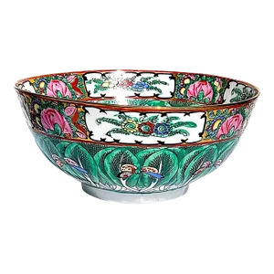 1930s Famille Verte Cabbage Leaf and Butterfly Chinese Export Porcelain Centerpiece Bowl
