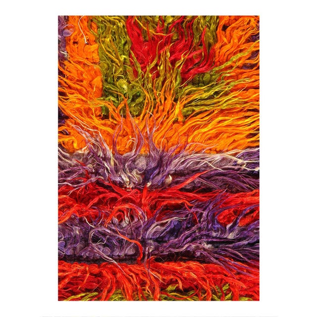 This Turkish Tulu Rug is a vintage piece made of Angora Mohair It features a high thickness, normal pile type, and...