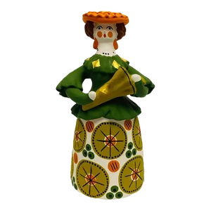 Vintage Russian Dymkovo Doll Female Folk Art Pottery