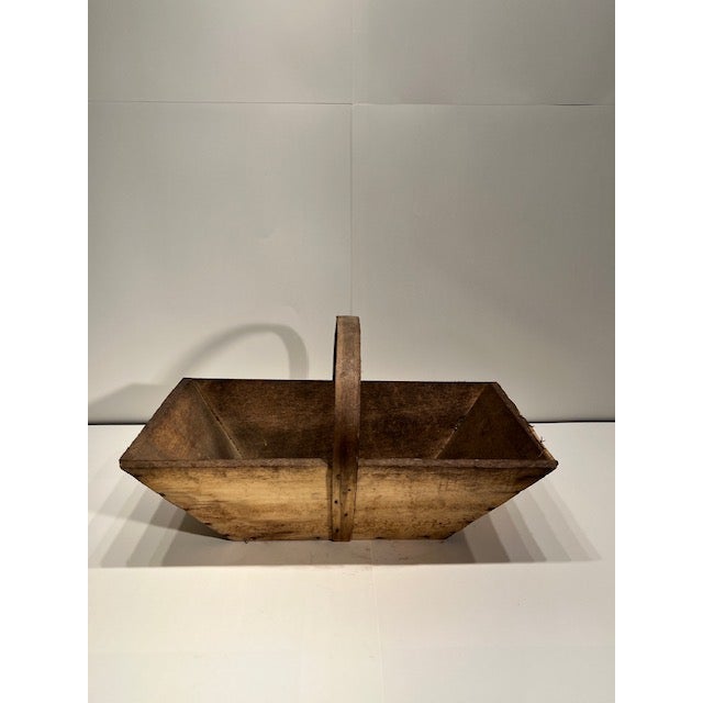 Mid 20th Century English Wooden Gathering Basket With Wooden Handle - #362 For Sale - Image 5 of 7