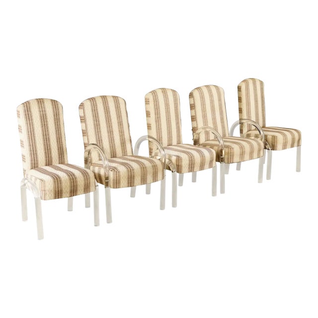 Set of Five Lucite Waterfall Dining Chairs by Hill Manufacturing, 1980s For Sale