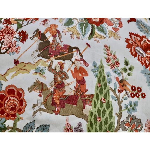 Late 20th Century Schumacher Linen Fabric 'Persian Lancers' in Document Color 5.75 Yards For Sale - Image 5 of 5