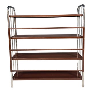 Bauhaus Chrome Étagère in Bent Steel and Sheet Metal, Europe, 1930s For Sale