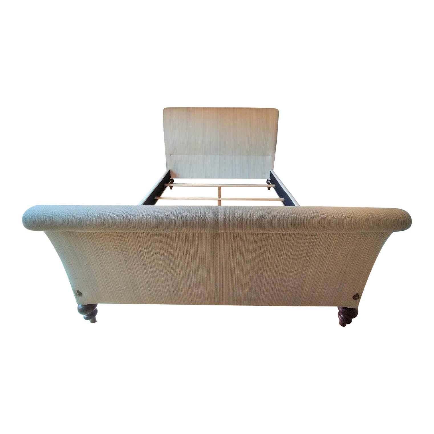 Custom Upholstered Sleigh Bed Frame, Ethan Allen British Classics