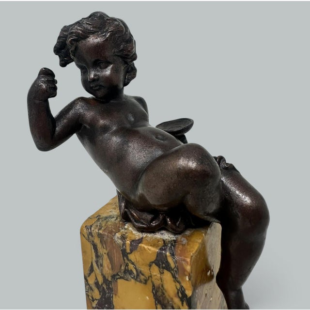 Sienna Antique Regency Grand Tour French Bronze Dore Cherub Putti Sienna Marble 19 Cent For Sale - Image 8 of 10