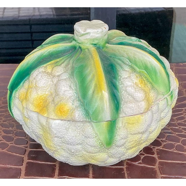 This is a festive Hollywood Regency Era Italian cauliflower form soup tureen . It has a nice large scale. It is marked,...