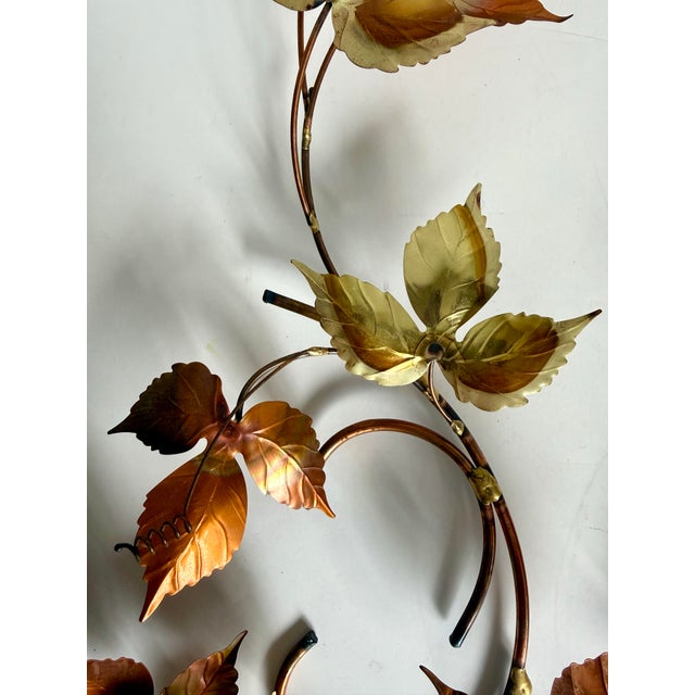 Mid 20th Century Pair of Vintage Italian Tole Vine Wall Sculptures in Copper & Gold For Sale - Image 5 of 10