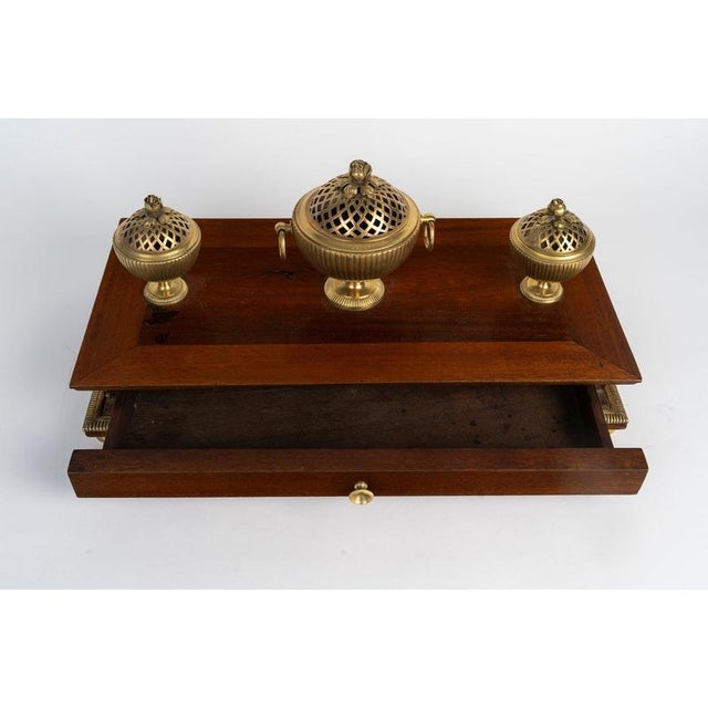 Mahogany and Gilded Bronze Inkwell, 1800s For Sale - Image 6 of 7