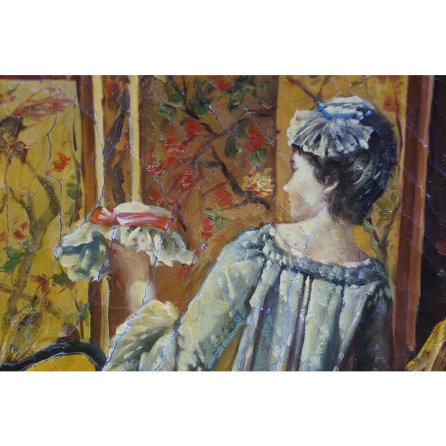 20th Century 'La Toilette' Rococo Oil Painting After Francois Boucher Framed For Sale - Image 11 of 11