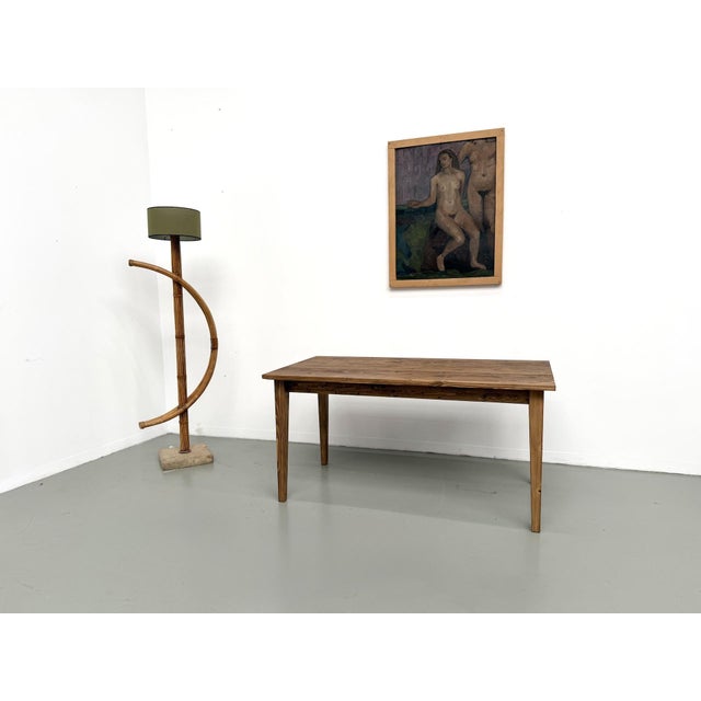 Small Vintage Farmhouse Table with Tapered Legs in Pine, 2010s For Sale - Image 3 of 15