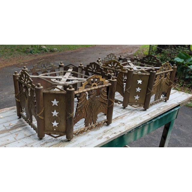 Antique American Art Deco Architectural Bronze Eagle Chandeliers - a Pair For Sale - Image 12 of 18