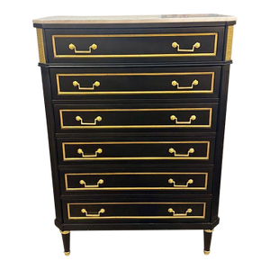 Italian Maison Jansen Black Semanier With Brass Hardware