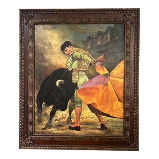 20th Century Spanish School Oil on Canvas Framed Signed Titled Matador For Sale