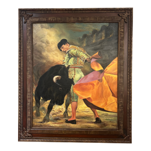 20th Century Spanish School Oil on Canvas Framed Signed Titled Matador