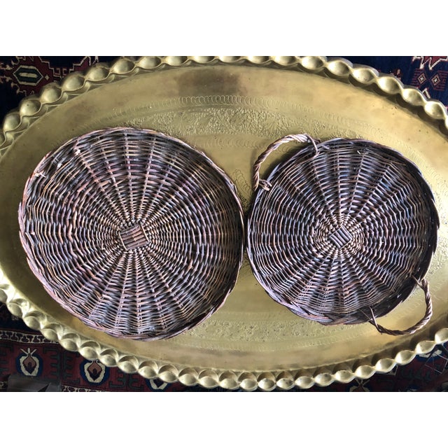 Chestnut Vintage Handwoven Rattan Cloche and Tray For Sale - Image 8 of 9